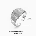 Anillo ajustable árbol de la vida de acero inoxidable plateado con corazones laterales - Anillo Árbol de la Vida Color Acero