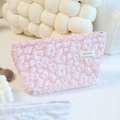 Trousse à cosmétiques rose à motif nuages et jacquard floral avec fermeture éclair - Rose
