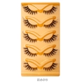 Five pairs of black fox-eye false eyelashes with white pearl accents on orange tray - Dense White Pearl Style (ZZJ5-015)