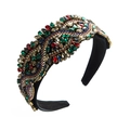 Vintage Baroque padded headband with colorful rhinestones and crystals on black fabric - Colorful