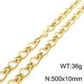 Golden 10mm twisted snake chain stainless steel necklace, weight 36g, length 500mm - Necklace (50cm) / Gold