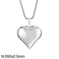 Silver hollow heart pendant necklace with a 550x2.5mm snake chain in stainless steel - Silver With Chain (KN203766-Z)