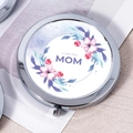 Compact mirror with watercolor flowers and I LOVE YOU MOM message in chrome finish - I Love You Mom Message