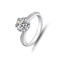 Classic S925 silver 1 carat moissanite engagement ring with side stones on white background - Adjustable Open / Side Stone Four-Prong Style (FDJZ-004)