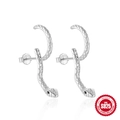 925 sterling silver creative snake stud earrings with textured scales on white background - Fine Scale Texture Style (#1 Silver)