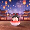 Chinese style tumbler doll in lotus base with fireworks background - Small-Qin & Se Music