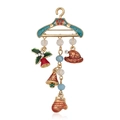 Broche cintre de Noël avec pendentifs en émail de cloches et gants de fête - C1758-2-Ensemble de pendentifs de cintre E