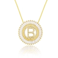 Gold letter B pendant necklace with sparkling zircon stones and reflective surface - Gold Letter-B