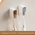 Wall-mounted dustproof toothbrush holder set in tea and gray transparent colors - 2 Pcs/Set / Amber + Gray Mix