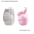 Easter bunny egg silicone mold with detailed dimensions and finished candle model - D4410-Folded Ear Rabbit Egg Mold
