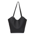 Borsa tote nera in pelle martellata dal design minimalista con grande capacità - Nero