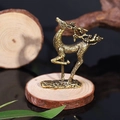 Statua di cervo in ottone massiccio fatta a mano con corna a fiori di prugno - Cervo Sika Bronzo Antico