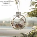 Pallina di Natale trasparente da 8cm con pigne naturali e decorazione con neve - 8CM Palla Trasparente Bacca Bianca Vite Secca