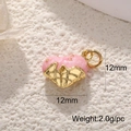 Pink glitter heart jewelry pendant in ice cream waffle cone style, 12mm x 12mm size - Pink Strawberry