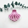 Elegante pinza para el cabello en forma de concha hueca rosa suave para mujer - Rosa