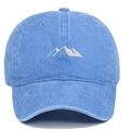 Vintage washed light blue baseball cap featuring white mountain embroidery on front - Light Blue