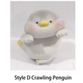 Cute cartoon penguin desk ornament in gray and white with a soft matte finish - 3049 Laying Penguin