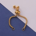 Adjustable golden stainless steel box chain ring accessory with sliding stopper bead - 5cm / 18K Gold Plated