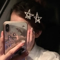 Silver Y2K star hair clips with sparkling rhinestones worn on a stylish girl hair - Regular Silver Star Duckbill Clip (152#)