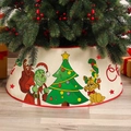 Beige linen Christmas tree skirt with Grinch and Max character print and red border - Grinch and Max Style / Small 40x60x20cm
