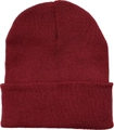 Berretto in maglia di acrilico rosso vino scuro con risvolto classico invernale - Taglia unica(56-58cm) / Borgogna