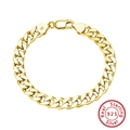 Klassieke S925 sterling zilveren Cubaanse schakelarmband in gouden afwerking - 18cm / 925 zilver / 18K Verguld 3,6 mm Breedte