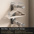 Retractable gun grey suction cup hanger rack for wall mounting without drilling - Gun Grey