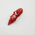 Vintage punk style red joint ring with metallic finish and pointed texture detail - Three-Section / Red
