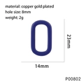 Dark blue enamel oval hollow pendant in gold-plated copper, 23mm x 14mm size charm - Dark Blue