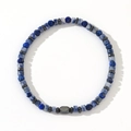 Men's beaded bracelet with blue and white square stones and dark grey hematite spacers - Blue White Square Stone Dark Grey Cylinder Metal Bracelet (B-B24061110A)