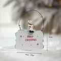 Mini metal Merry Christmas sign with a cute snowman figure and wave edge for decor - Snowman / White