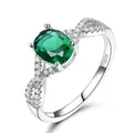 Classic 925 sterling silver ring with oval green gemstone and infinity band design - Size 5 / Oval Intertwined Style (RUJ099E-1) / Green