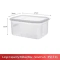 Transparent 5.2L plastic fridge storage box with white lid and handle, 27x20x13cm size - Large Capacity Box - Small 5.2L - PP