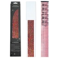 Sparkly glitter hair tinsel clips in pink and red with 16 strands 60cm length - 6 Pieces Set / Laser Watermelon Red (6-Piece Set)