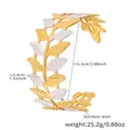 Measurement photo showing the 3.4cm width and 6.3cm inner diameter of the leaf cuff bangle - Open Laurel Leaf Style / Gold and Silver Leaf Bracelet (Z444)