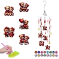 DIY Valentine's Day diamond painting wind chime kit featuring red cartoon bears and beads - Cartoon Bear Combo Style