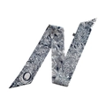 Detail of blue and white silk twilly scarf with elegant hand-painted botanical patterns - Sketch Spring Letter O