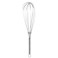 Mini stainless steel spring whisk with ergonomic coil handle and hanging loop on white backdrop - 30cm (11.8 inch)