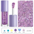 Detail of purple glitter gel texture with holographic star and heart shaped sequins - Single Bottle / Holographic Purple ZL500