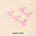 Pink and white gradient glass cross pendants with golden clasp for DIY jewelry making - 25x18x4mm / White Pink