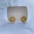 Golden sunburst earrings with heart cutouts in stainless steel for a vintage aesthetic - Radiating Heart / 18K Gold
