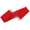 Cintura elastica rossa larga per abiti con fibbia ad anelli argento e tessuto elasticizzato - 75cm / Rosso