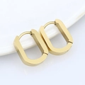 Minimalist geometric rectangular hoop earrings in polished gold-plated stainless steel - U-Shape 14mm Gold