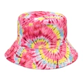 Reversible tie-dye bucket hat featuring pink yellow and blue spiral patterns - M (56-58cm) / 4# Pink Blue Tie-dye