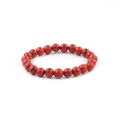 8mm red turquoise beaded bracelet with natural black textures and elastic cord - 8mm / Red Howlite