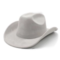 Detail of wide brim felt cowboy hat in light grey with double reinforced stitching - M (56-59cm) / Light Grey (Suede)