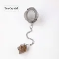 SUS304 stainless steel tea infuser ball with a natural smoky quartz crystal pendant - Smoky Quartz (Silver)