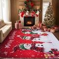 Tapis de Noël rouge avec bonhomme de neige et texte Merry Christmas pour salon - 40*60cm (Imitation Cachemire) / Style 3-Bonhomme de Neige Rouge Cadeau