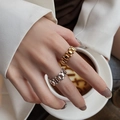 Minimalistische Gliederkettenringe in Silber und Gold für modernen urbanen Schmuck - Einstellbar Offen / Silber