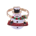 Golden snowman napkin ring featuring a Let It Snow banner and festive red scarf - Z1093-3 Let It Snow Banner Snowman
